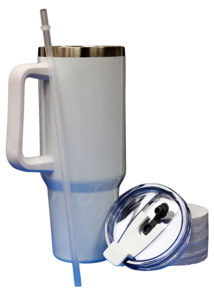Bombay Grey 40oz Insulated Travel Tumbler with Handle, Straw, and Spill-Proof Lid