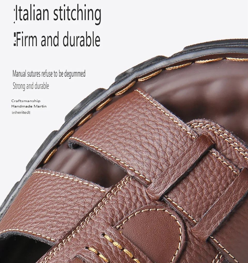 Italian Style Open shoes Outdoor Ergonomic Non-slip Thick-soled Cowhide Leather Men Sandals - Image 2