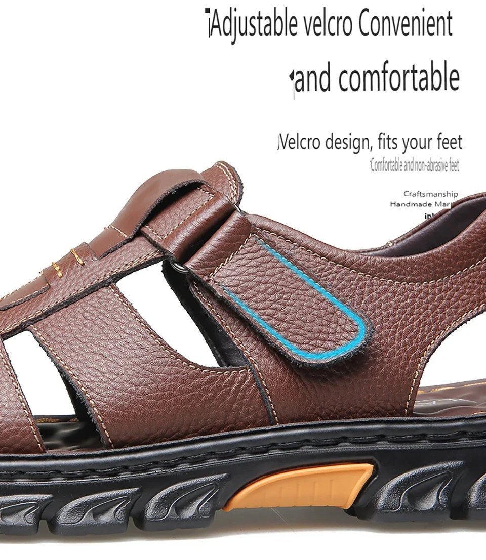 Italian Style Open shoes Outdoor Ergonomic Non-slip Thick-soled Cowhide Leather Men Sandals - Image 6